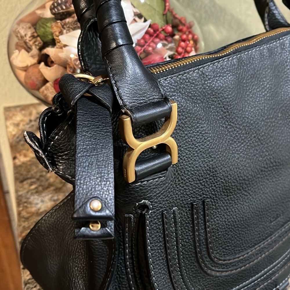 Chloe EUC Marcie Medium Double Carry Satchel Bag in Grained Leather with COA - Picture 4 of 16